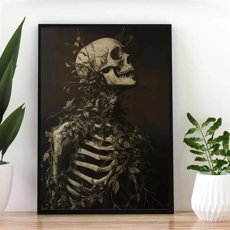 Plant Parenting - Dark Skull And Withered Plants Wall