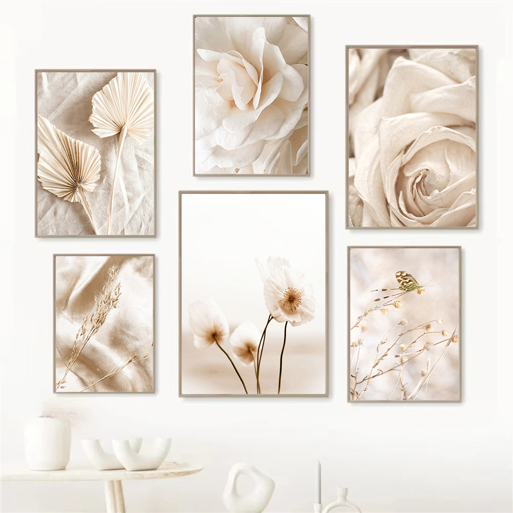 Beige Canvas Poster Floral Lea - Plant Parenting のレビューと価格