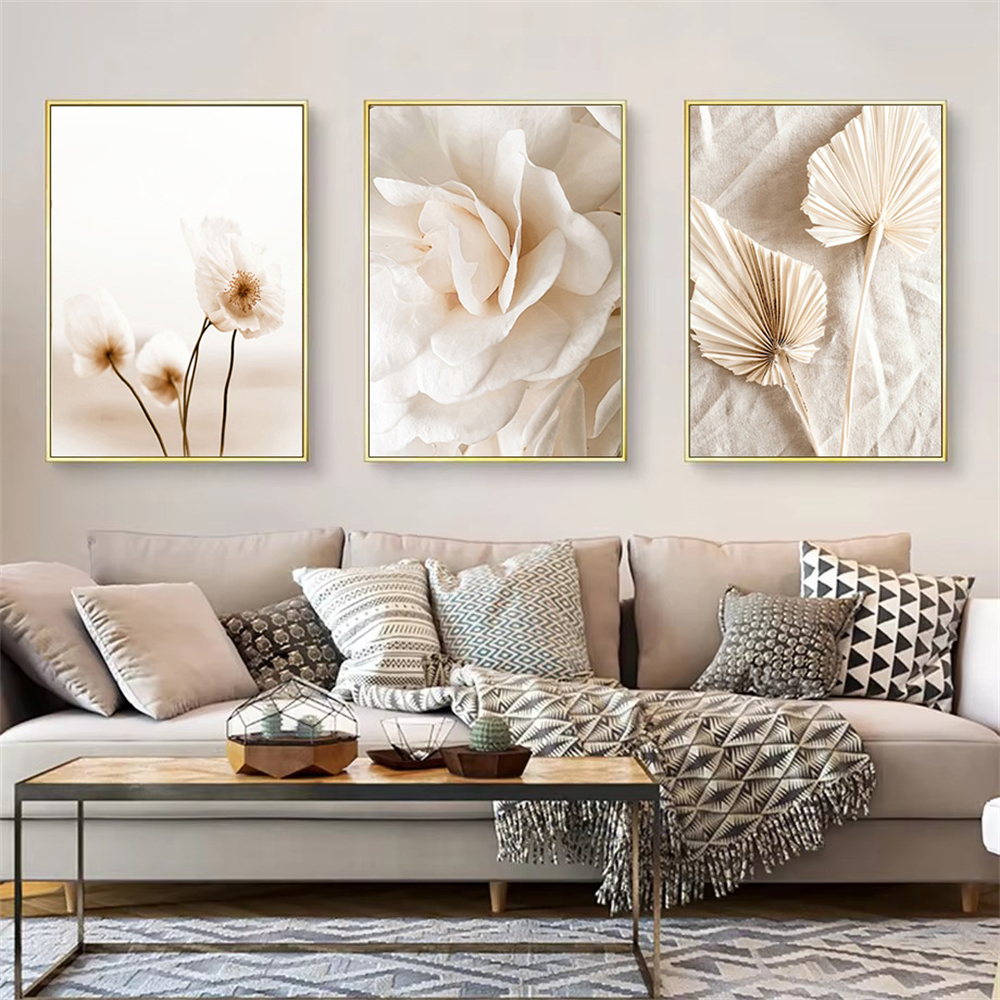 Beige Canvas Poster Floral Lea - Plant Parenting のレビューと価格