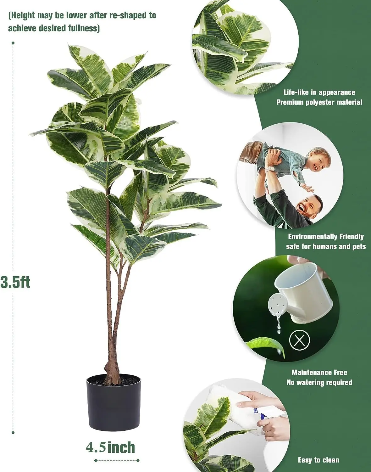 Artificial Rubber Tree Ficus P - Rubber Plant Ficus のレビューと価格